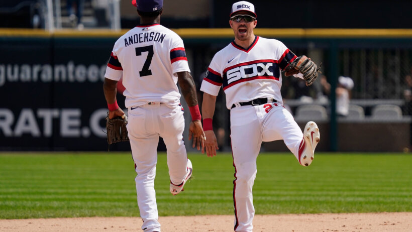 Tim Anderson celebration with Danny Mendick