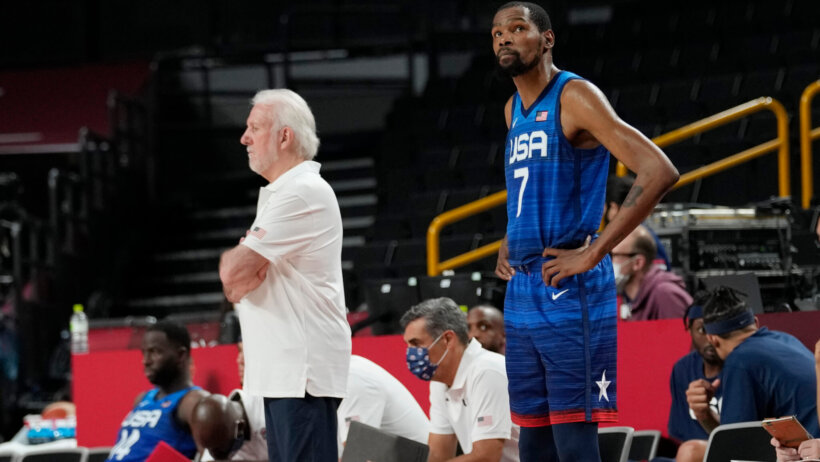 Kevin Durant stares to distance