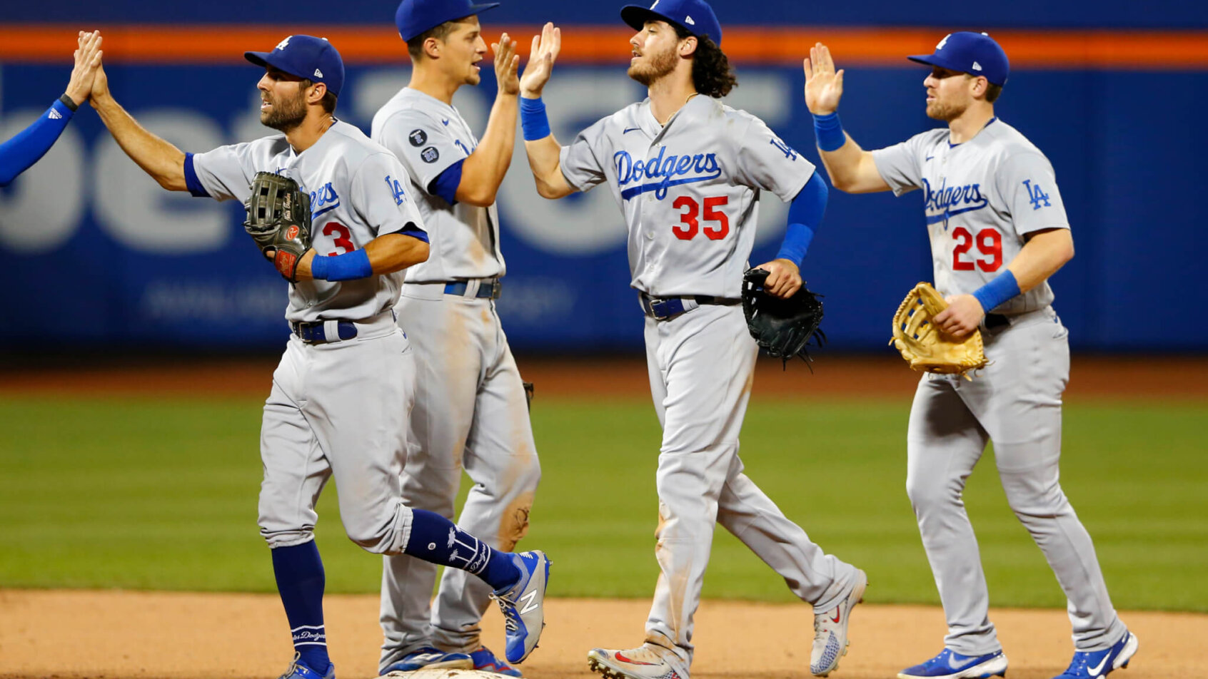 Dodgers players celebrate