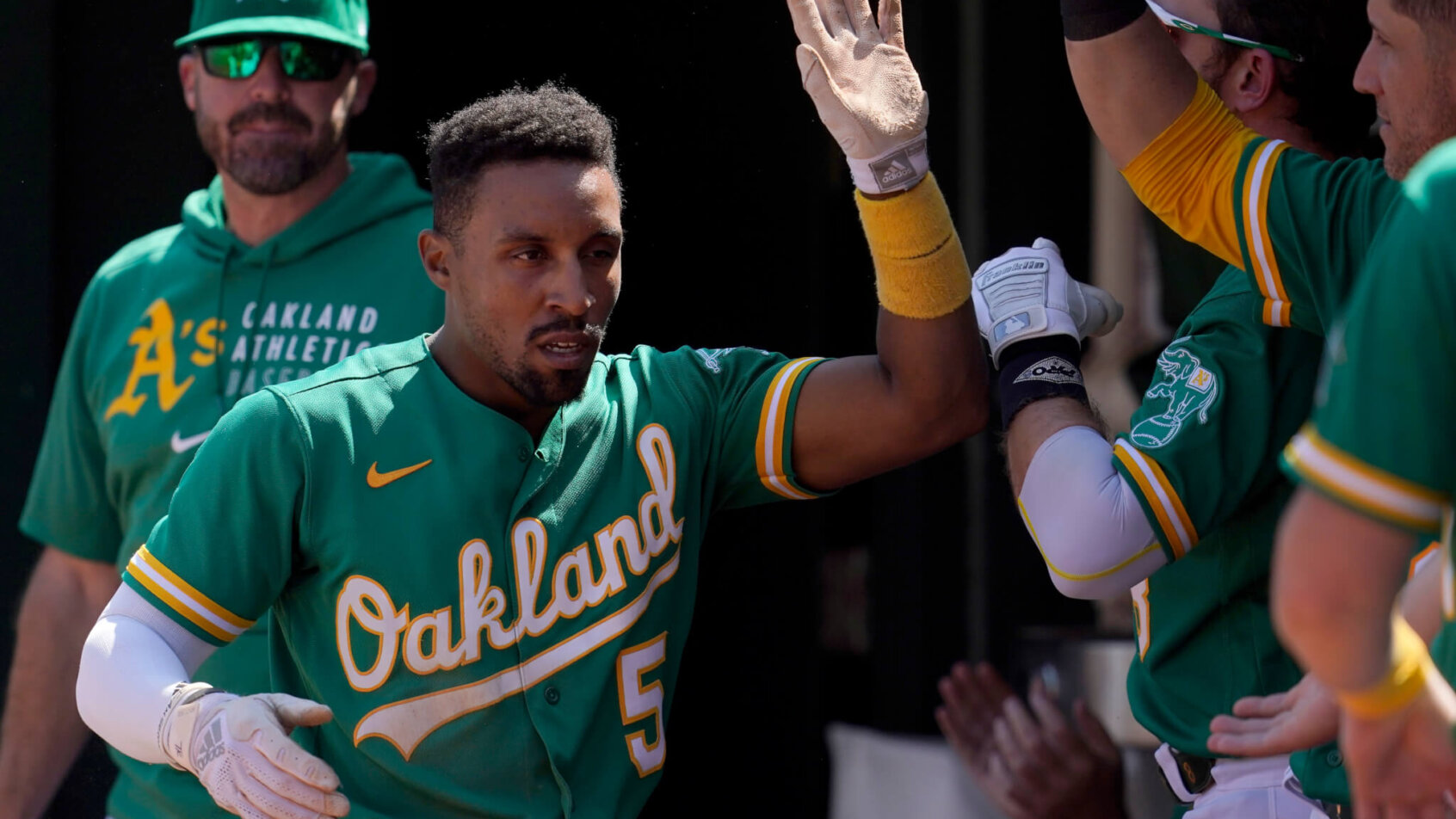 Oakland A's dugout celebration