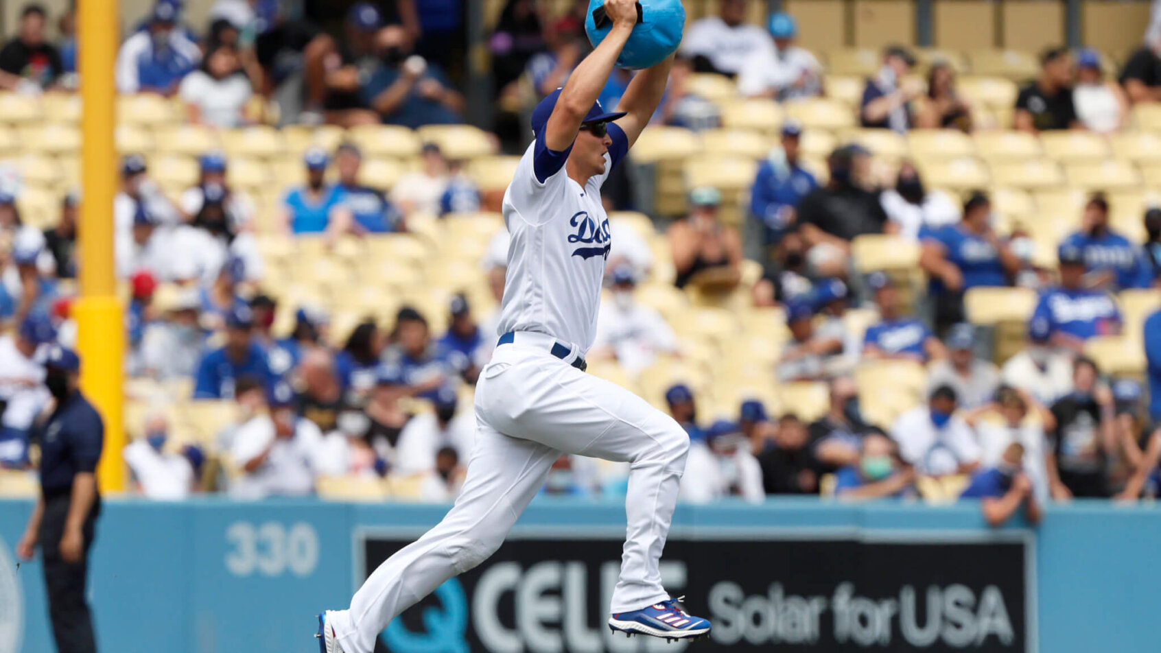 Los Angeles Dodgers' Corey Seager warming up