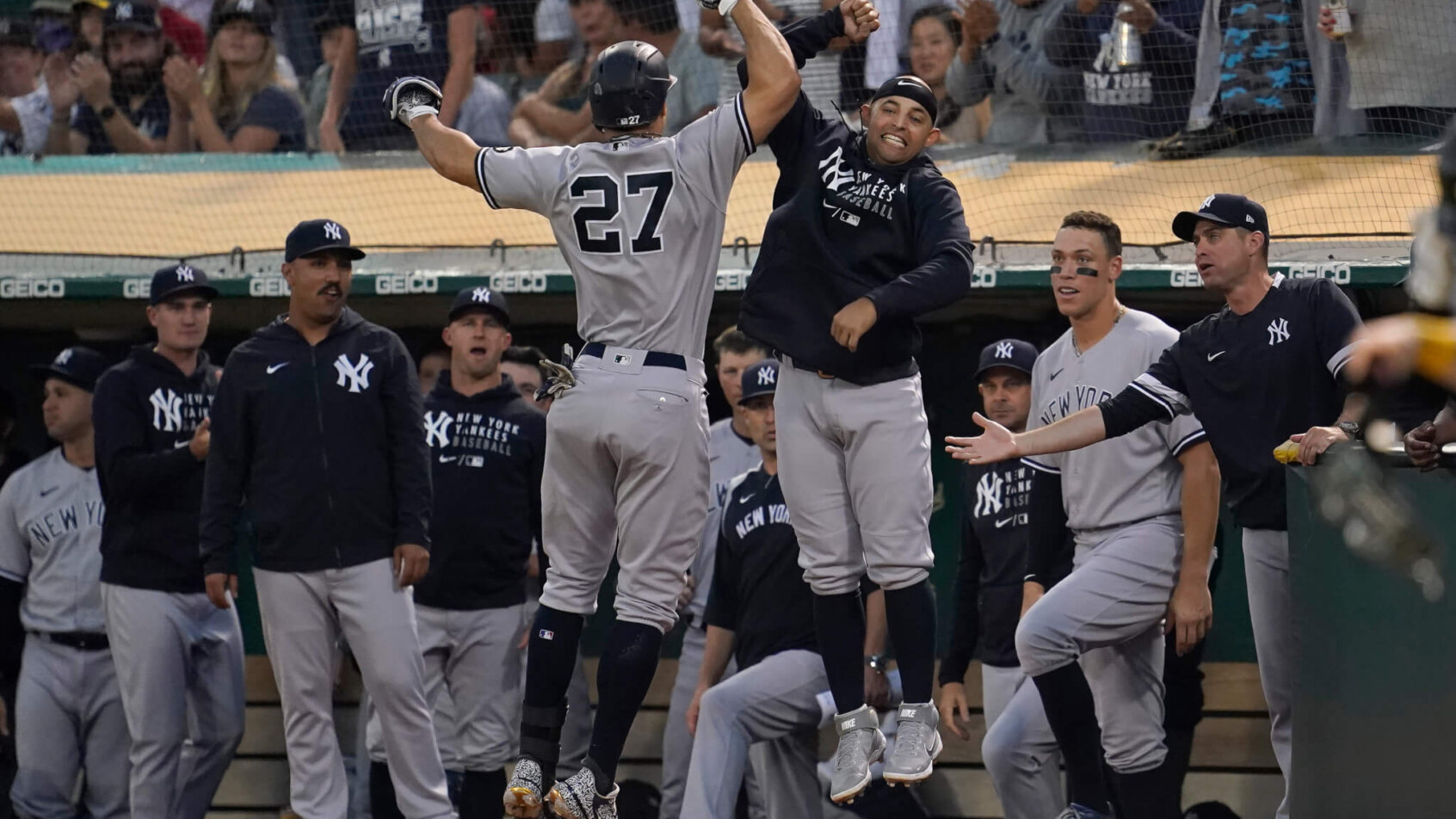 Giancarlo Stanton celebrates, New York Yankees