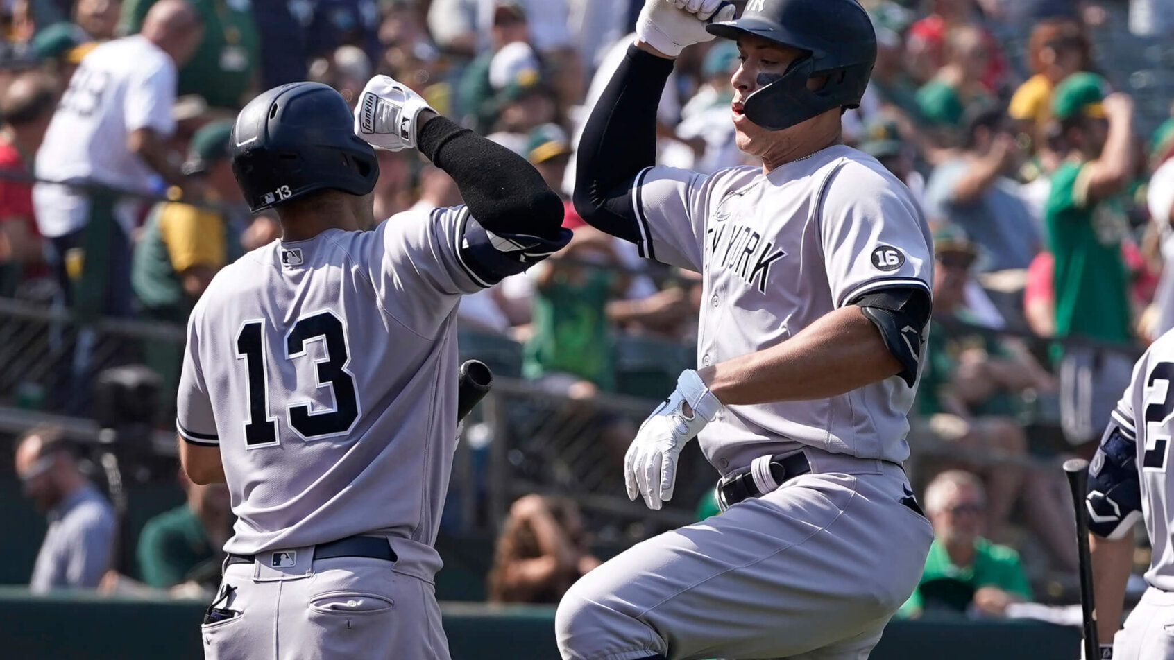 Aaron Judge, Joey Gallo celebrate, New York Yankees