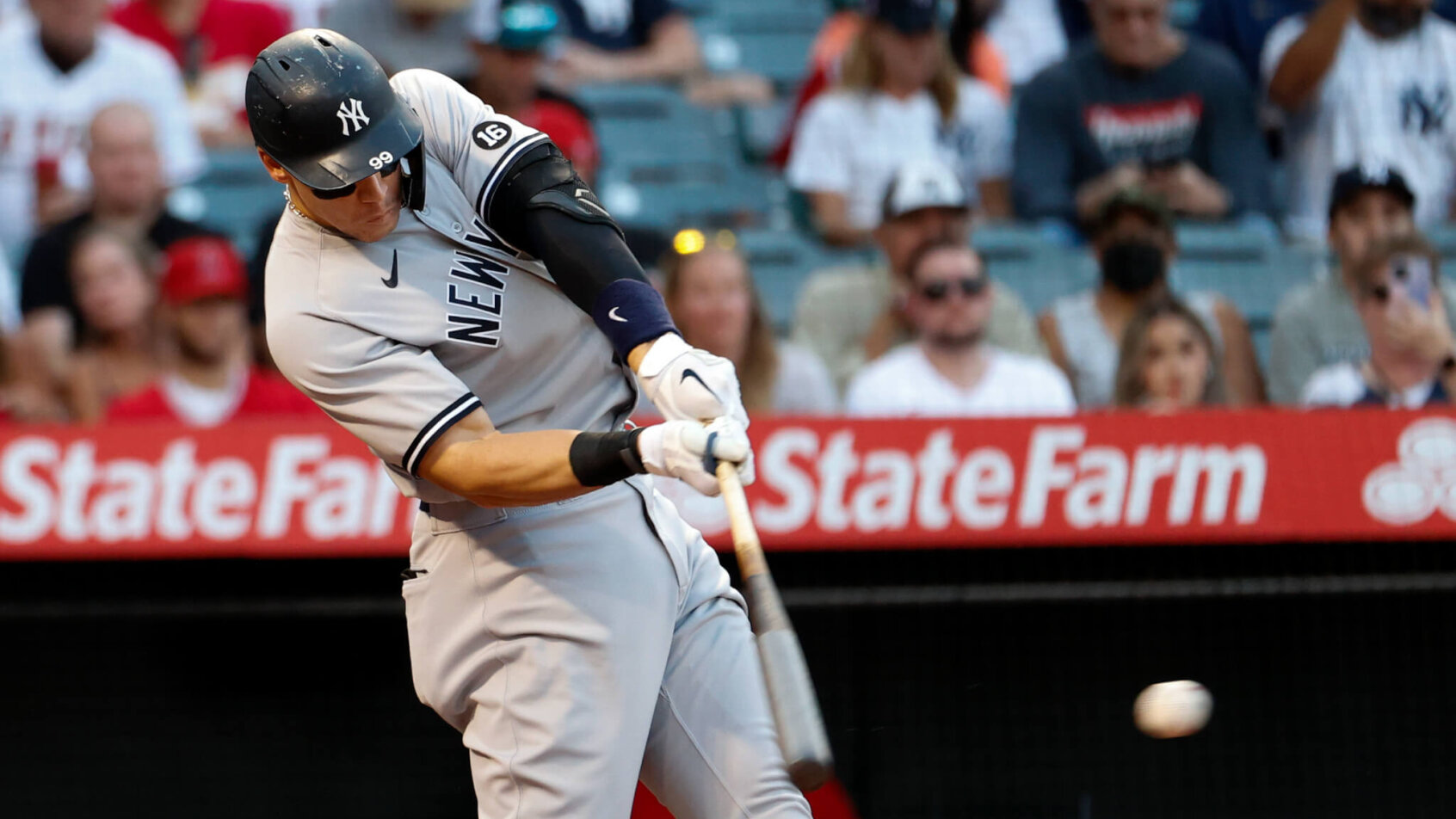 Giancarlo Stanton takes a cut