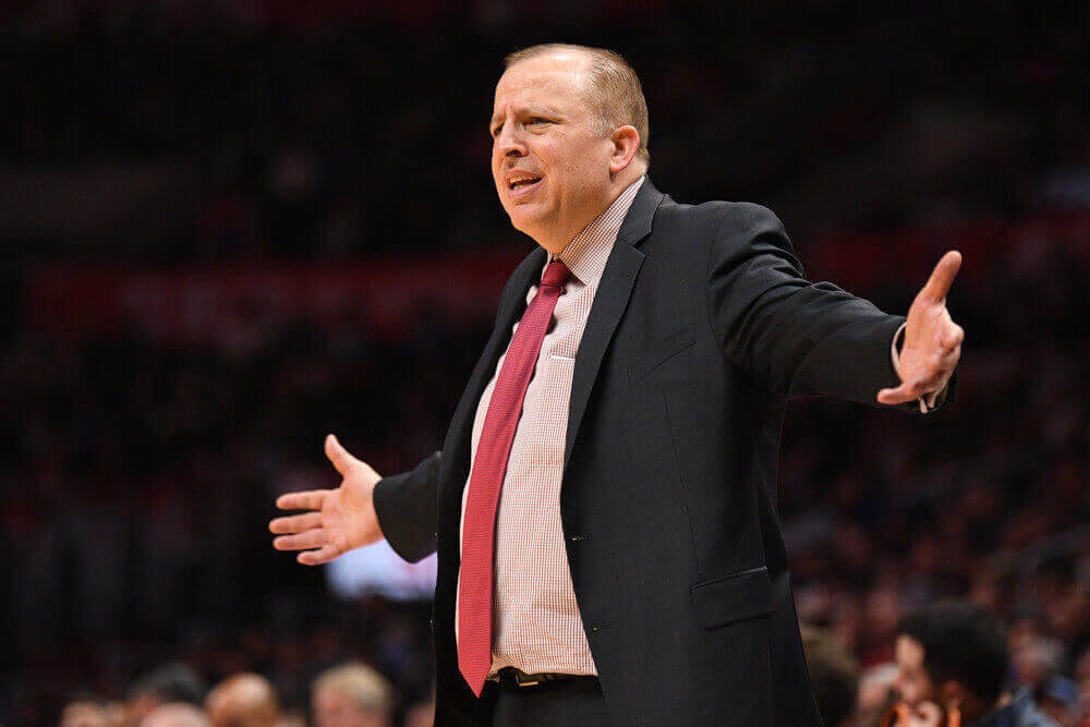 Tom Thibodeau reacting to a call