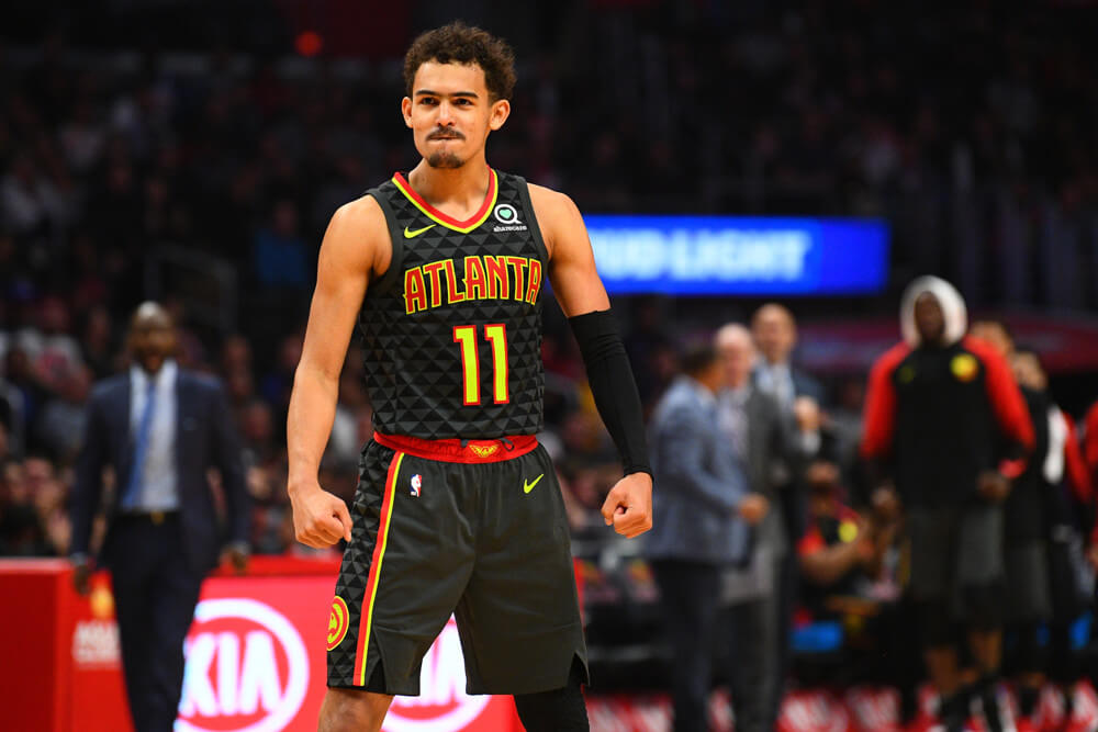 Trae Young on court pose