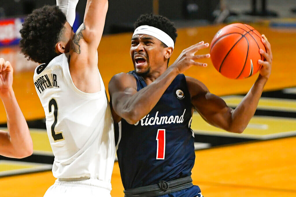 Richmond guard Blake Francis takes the ball to the basket