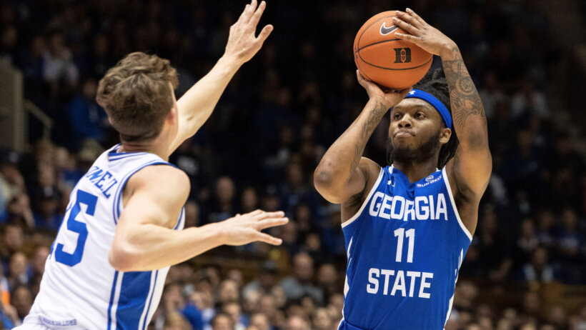 Georgia State's Corey Allen shooting a jump shot