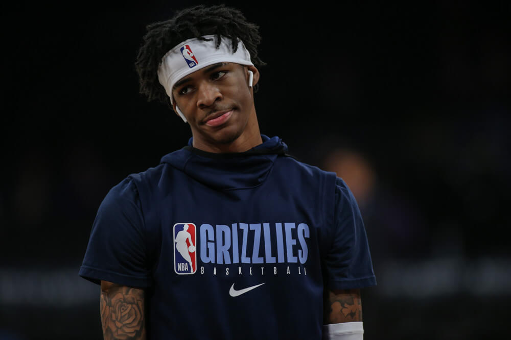 Ja Morant warming up
