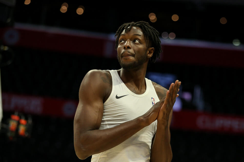 Jerami Grant warms up
