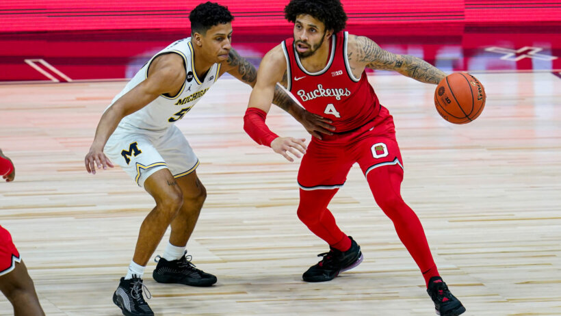 Ohio State guard Duane Washington Jr dribbling