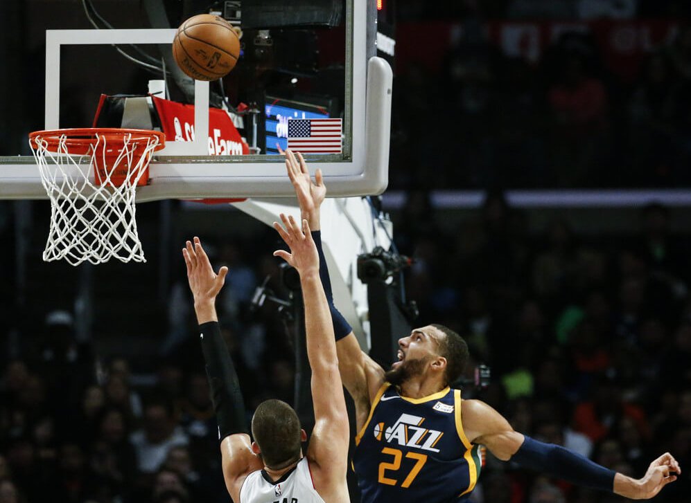 Rudy Gobert shooting at rim