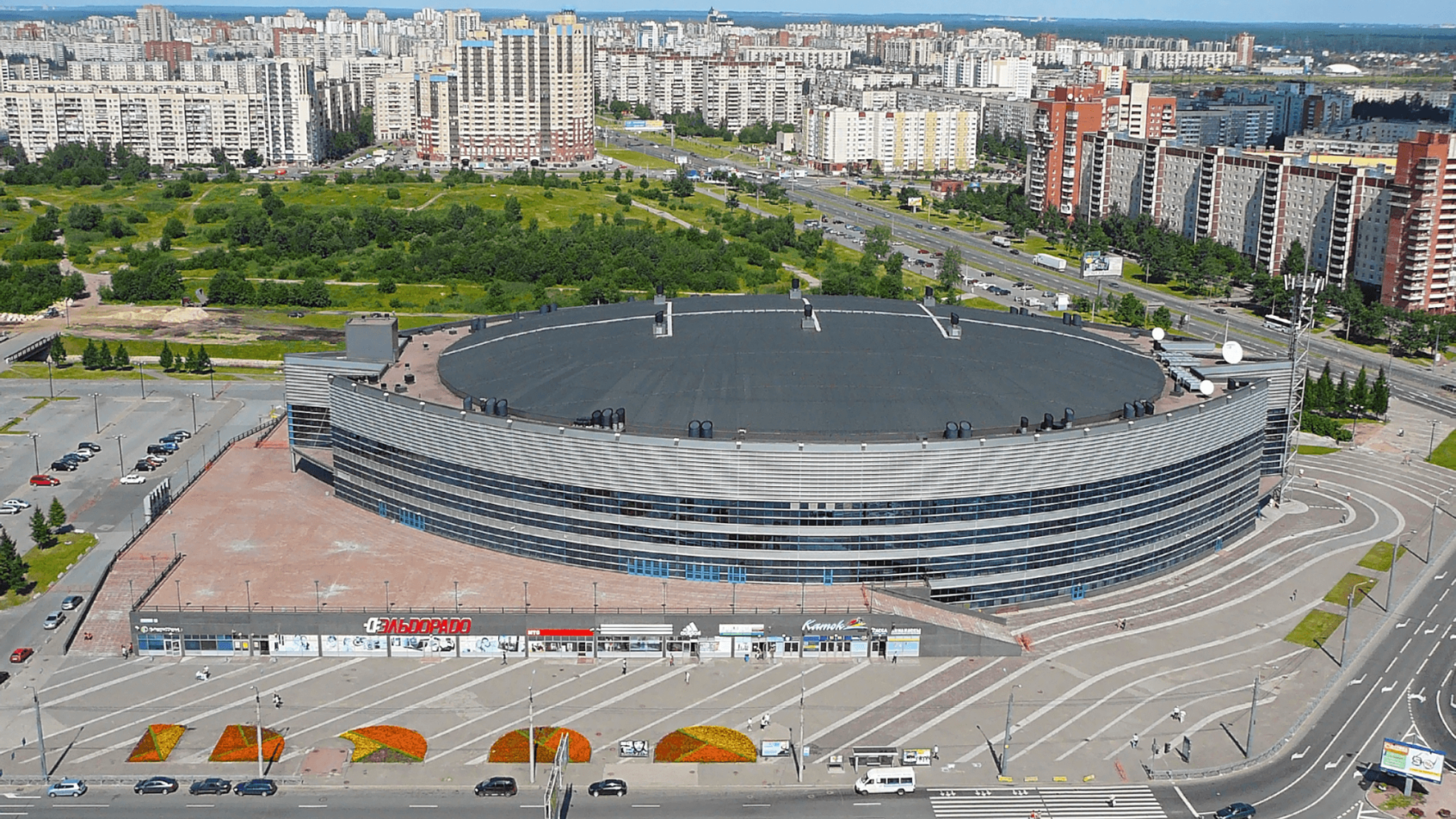 Aerial shot of Ice Palace Saint Petersburg