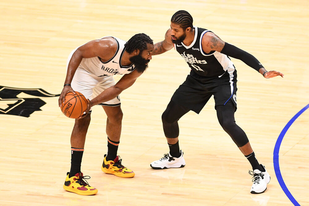 James Harden defended by Paul George