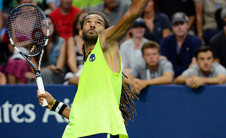 Dustin Brown serving