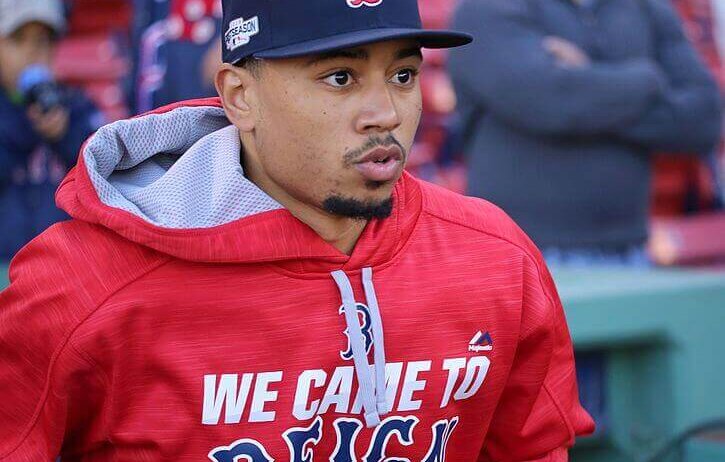 Mookie Betts leaning on railing