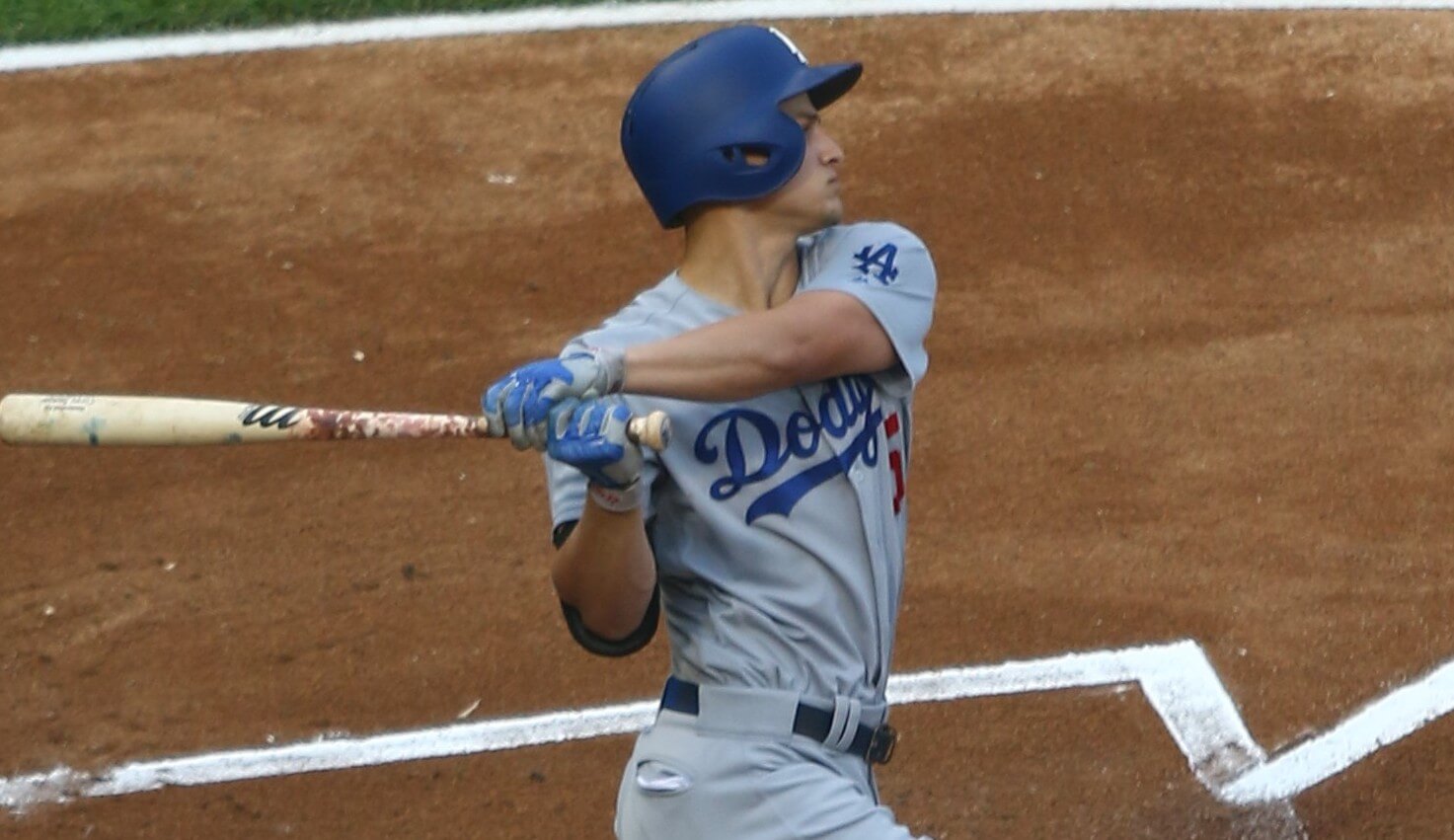 Los Angeles Dodgers shortstop Corey Seager at the plate