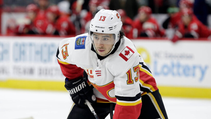 Johnny Gaudreau waiting for faceoff