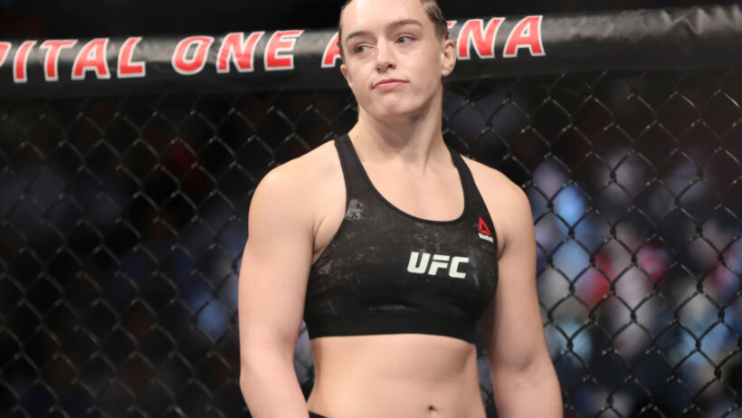 A midshot of Aspen Ladd ready to start her UFC fight.
