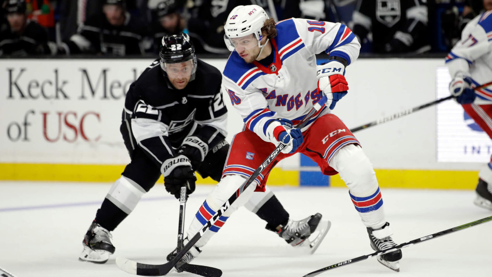 New York Rangers’ Artemi Panarin going after the puck against the Los Angeles Kings.