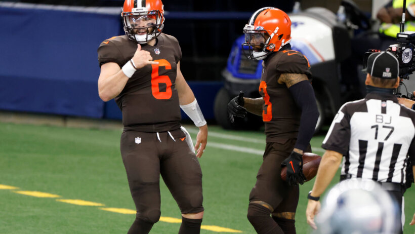 Baker Mayfield and Odell Beckham Jr celebrating