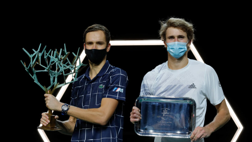 Alexander Zverev, Daniil Medvedev, trophy presentation