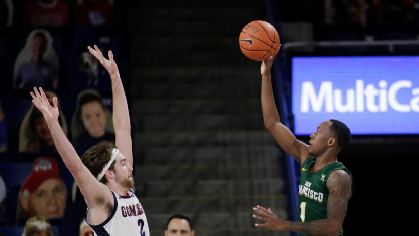 San Francisco guard Jamaree Bouyea shooting a jumper
