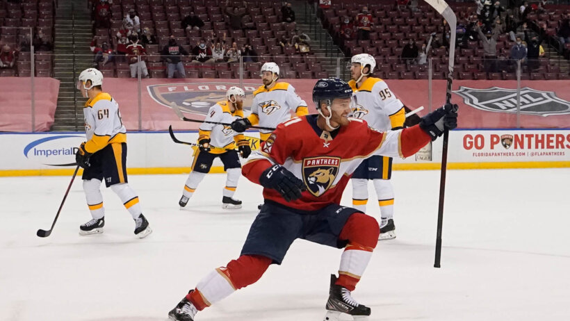 Jonathan Huberdeau goal celebration