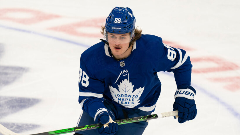 William Nylander skating at center ice
