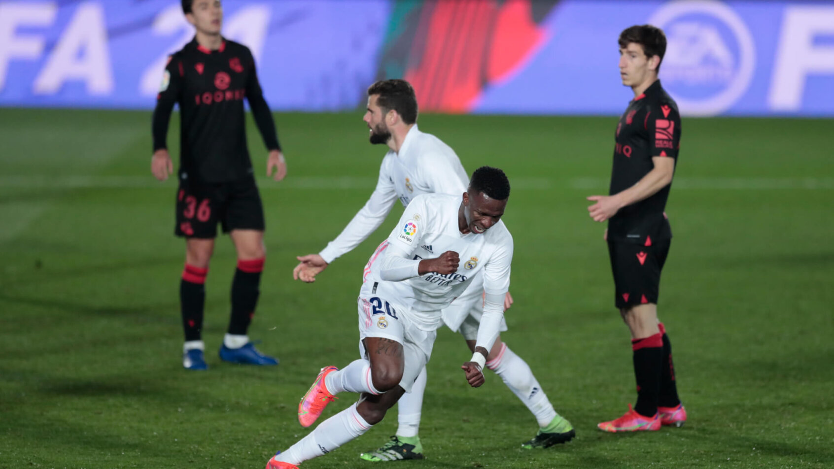 Real Madrid's Vinicius Junior celebrates after scoring