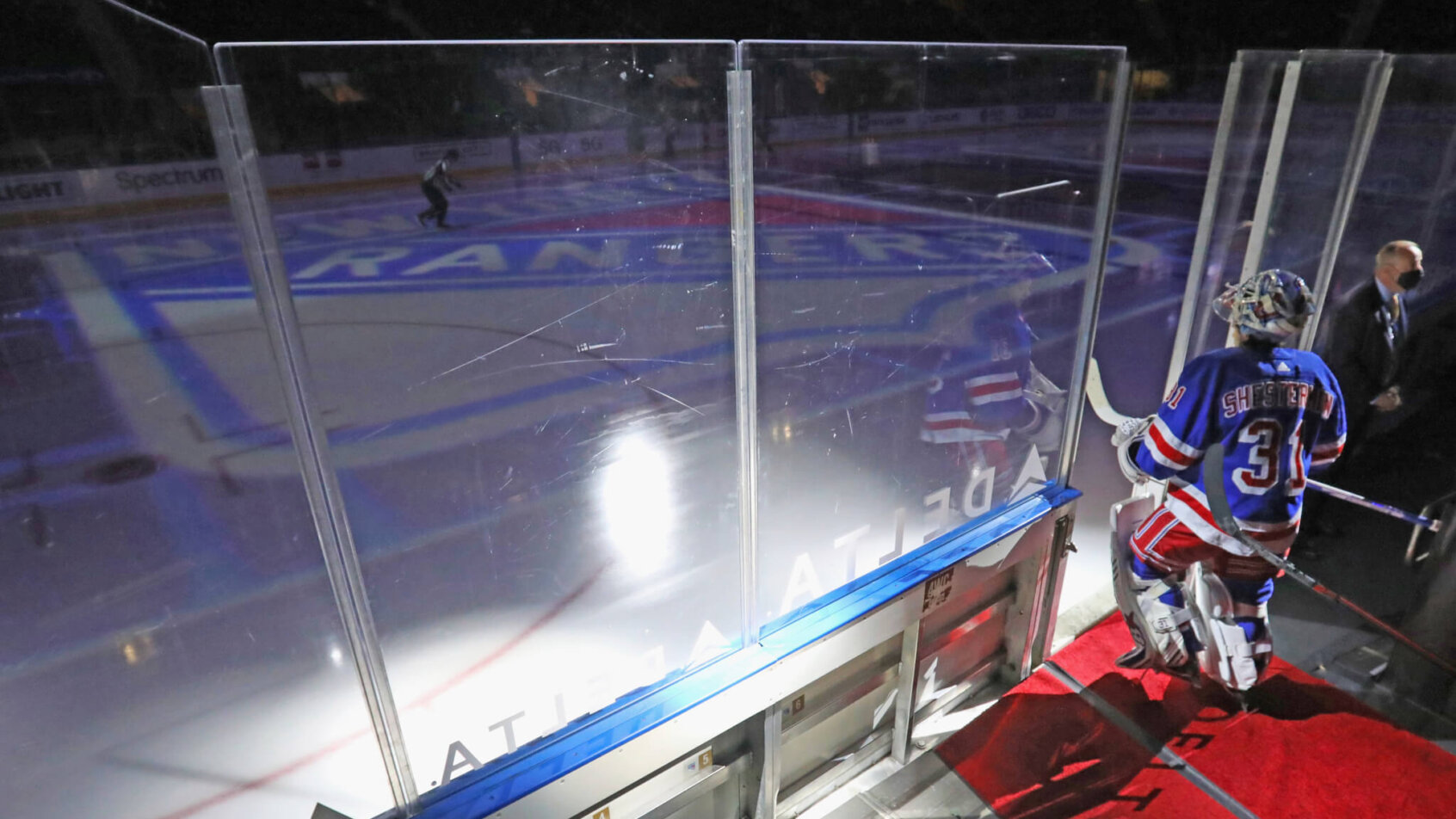 Igor Shesterkin walking onto ice