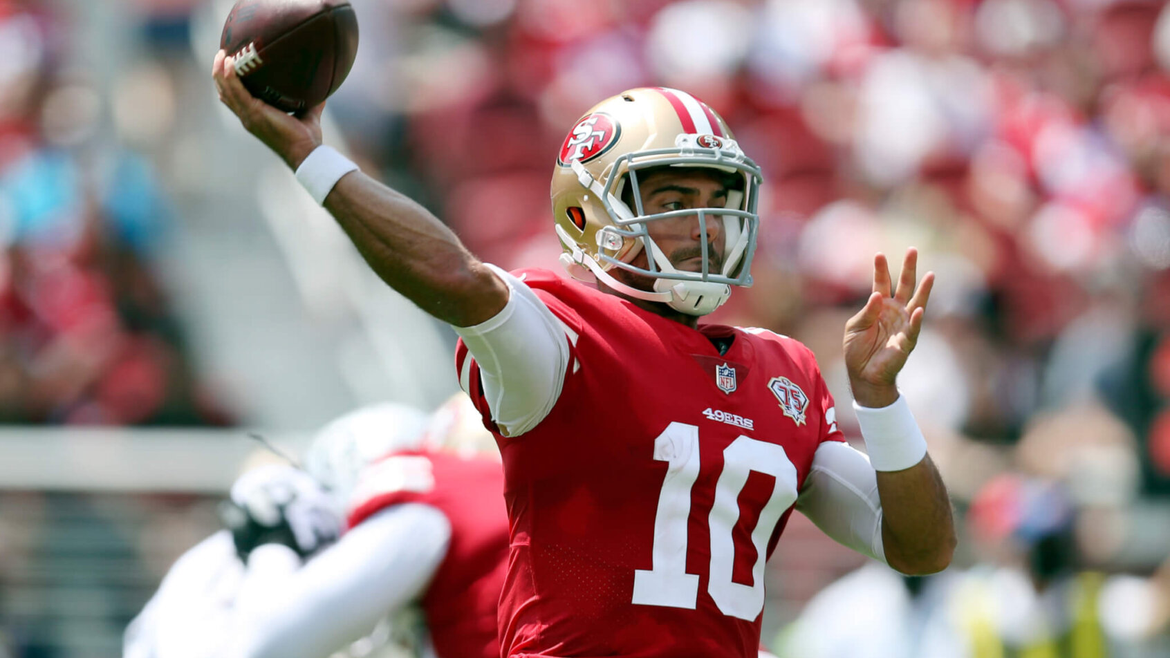 Jimmy Garoppolo throwing ball