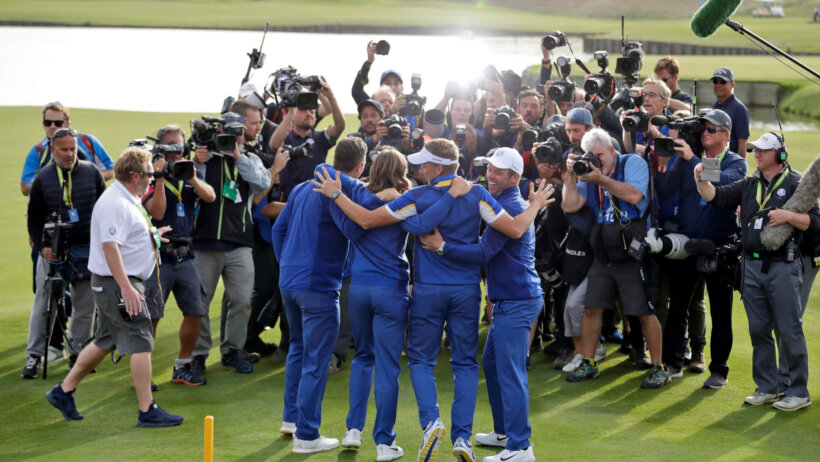 Team Europe celebrates 2018 Ryder Cup victory