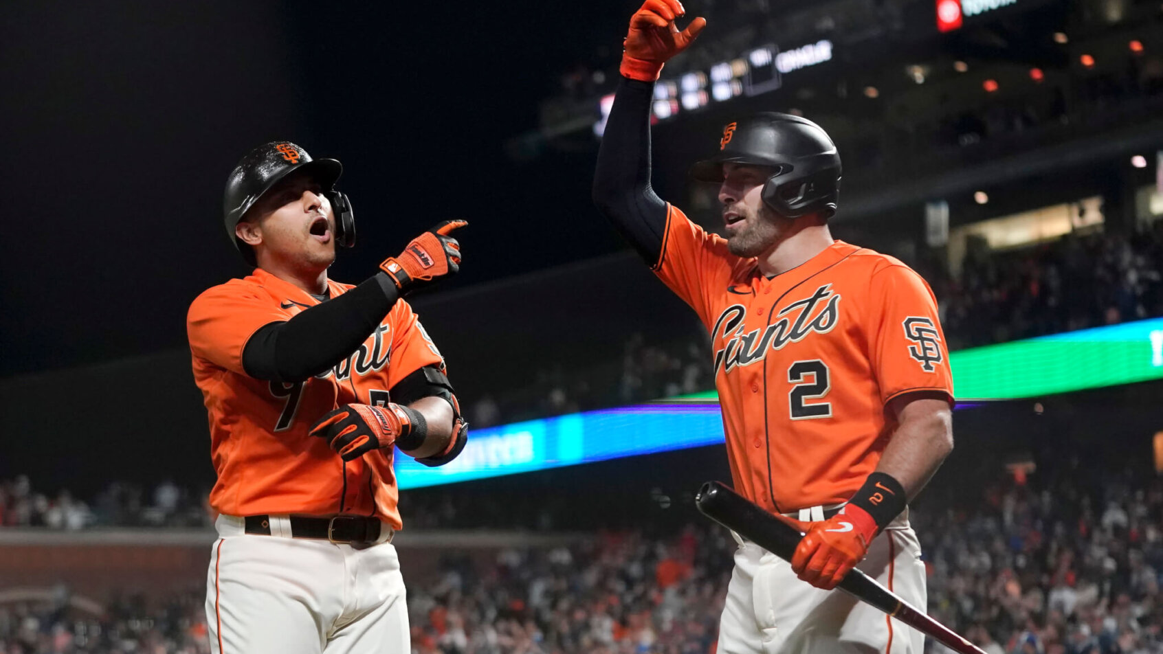 Two Giants' players celebrating