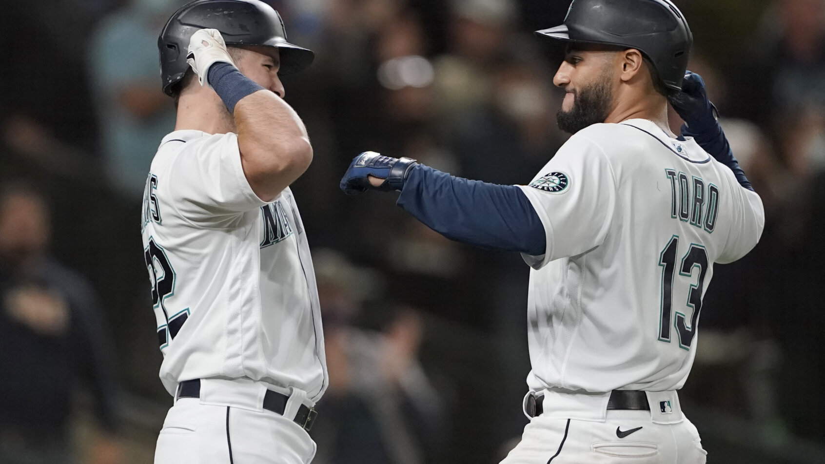 Abraham Toro and Luis Torrens home run celebration