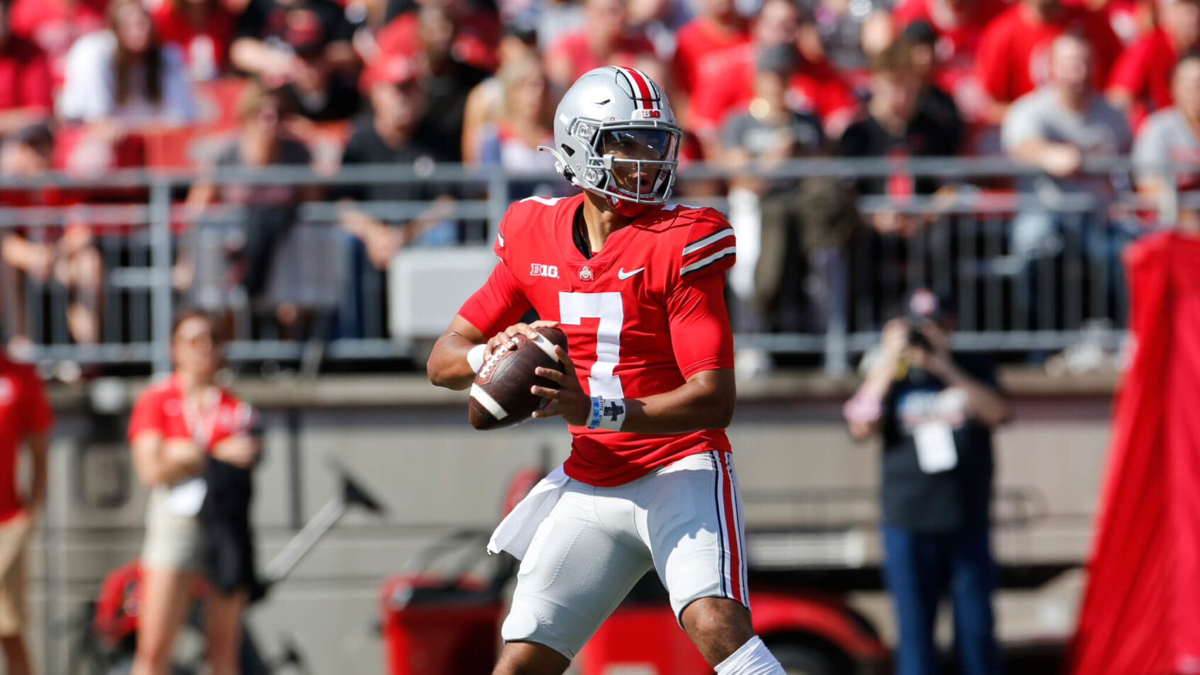 C.J. Stroud drops back to pass