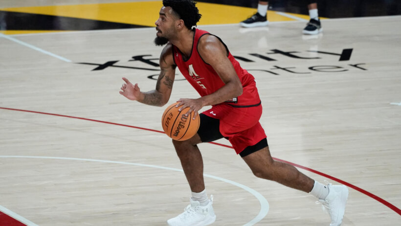 Maryland guard Eric Ayala driving to the hoop