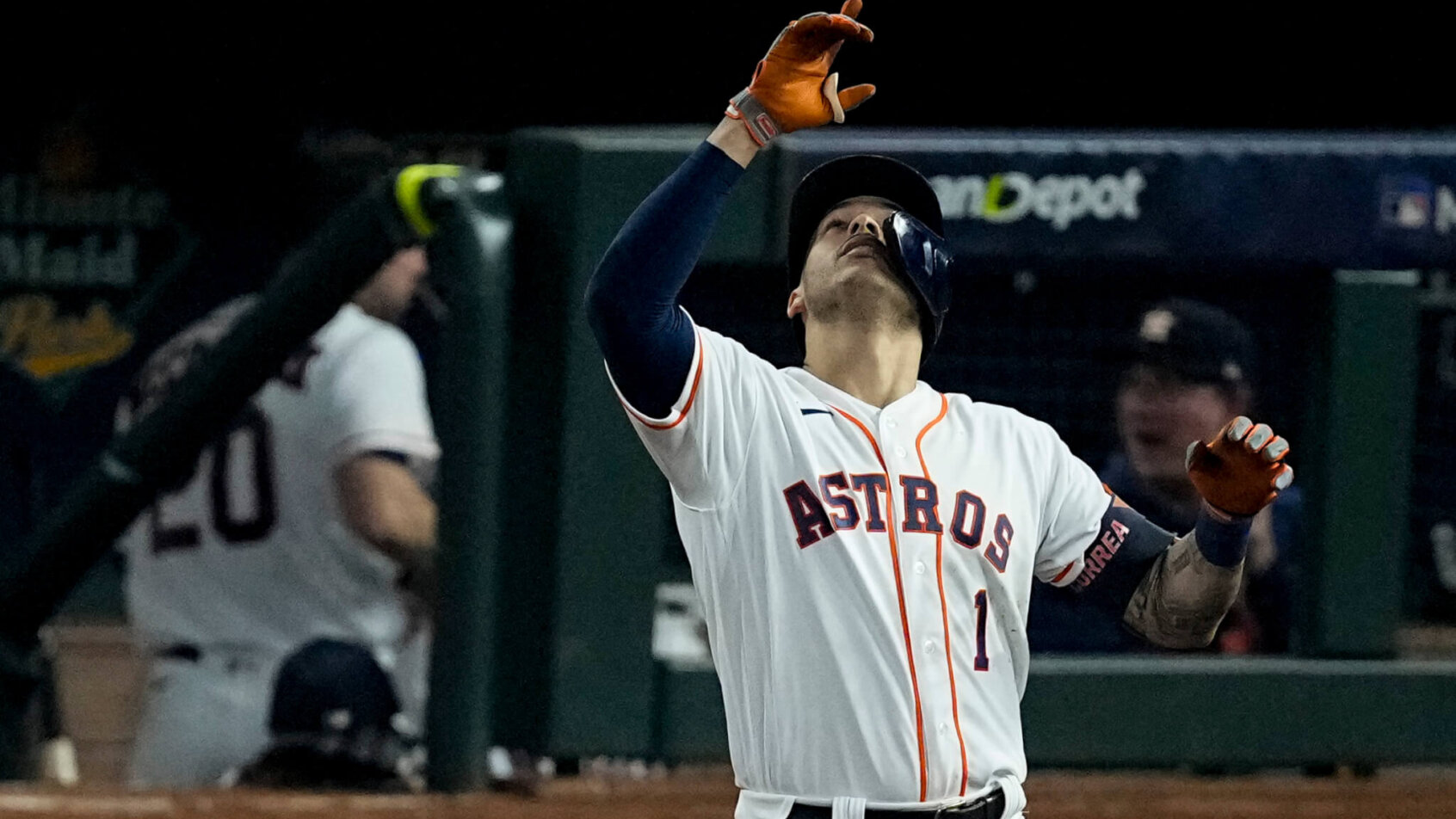 Carlos Correa reacts after an RBI single