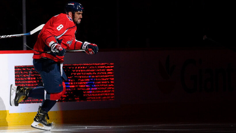 Alex Ovechkin heading onto the ice