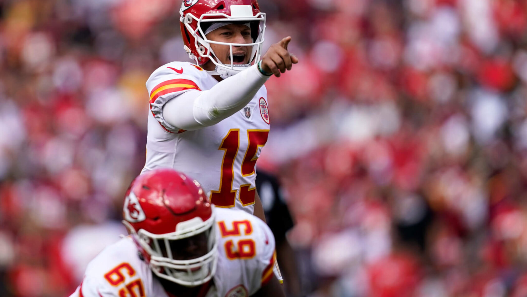 Patrick Mahomes before the snap