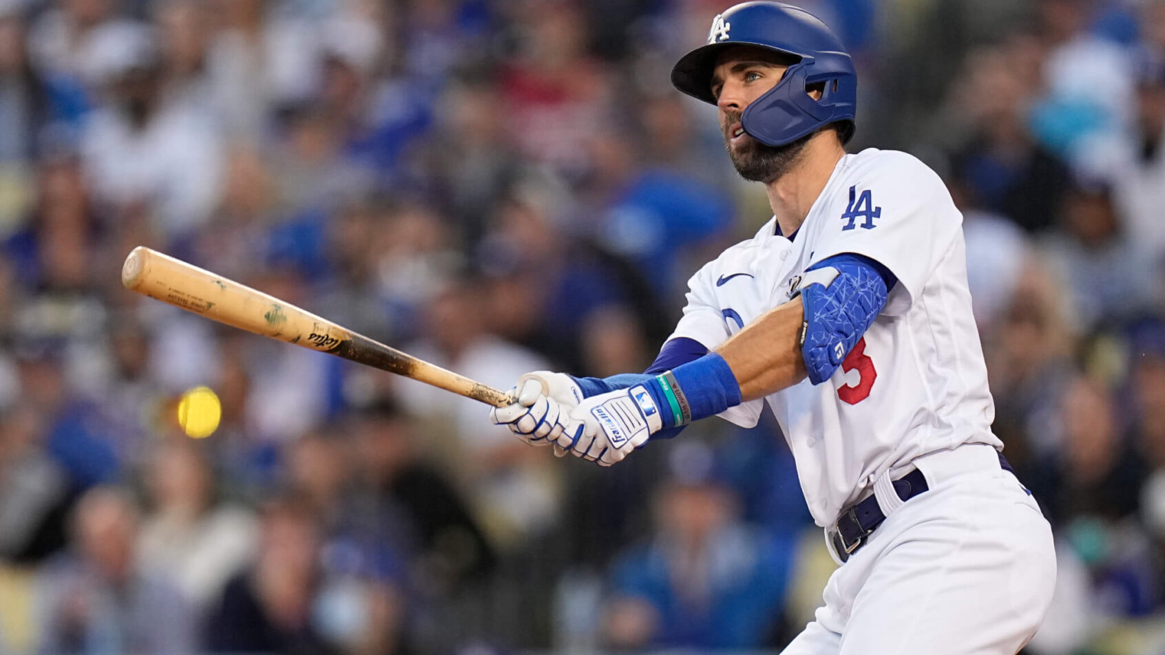 Los Angeles Dodgers' Chris Taylor hitting a home run