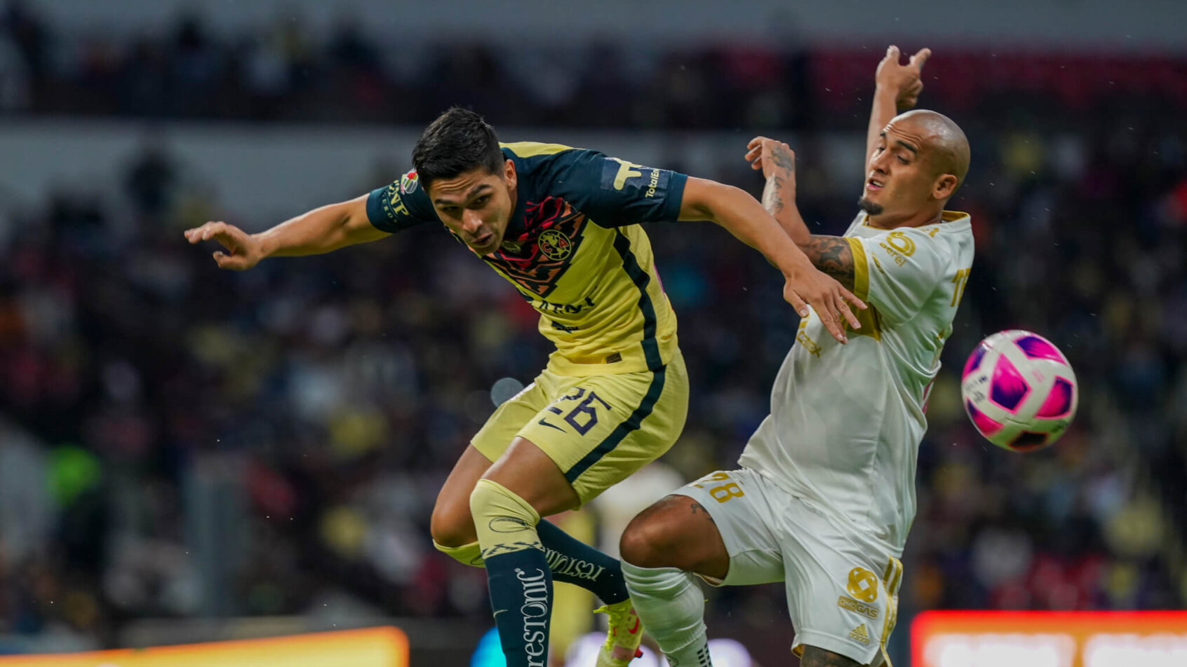 Players fighting for ball