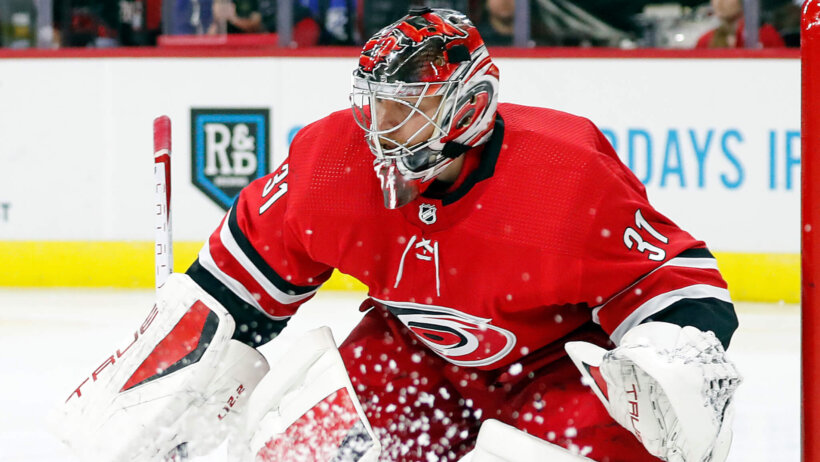 Frederik Andersen makes save for Carolina Hurricanes