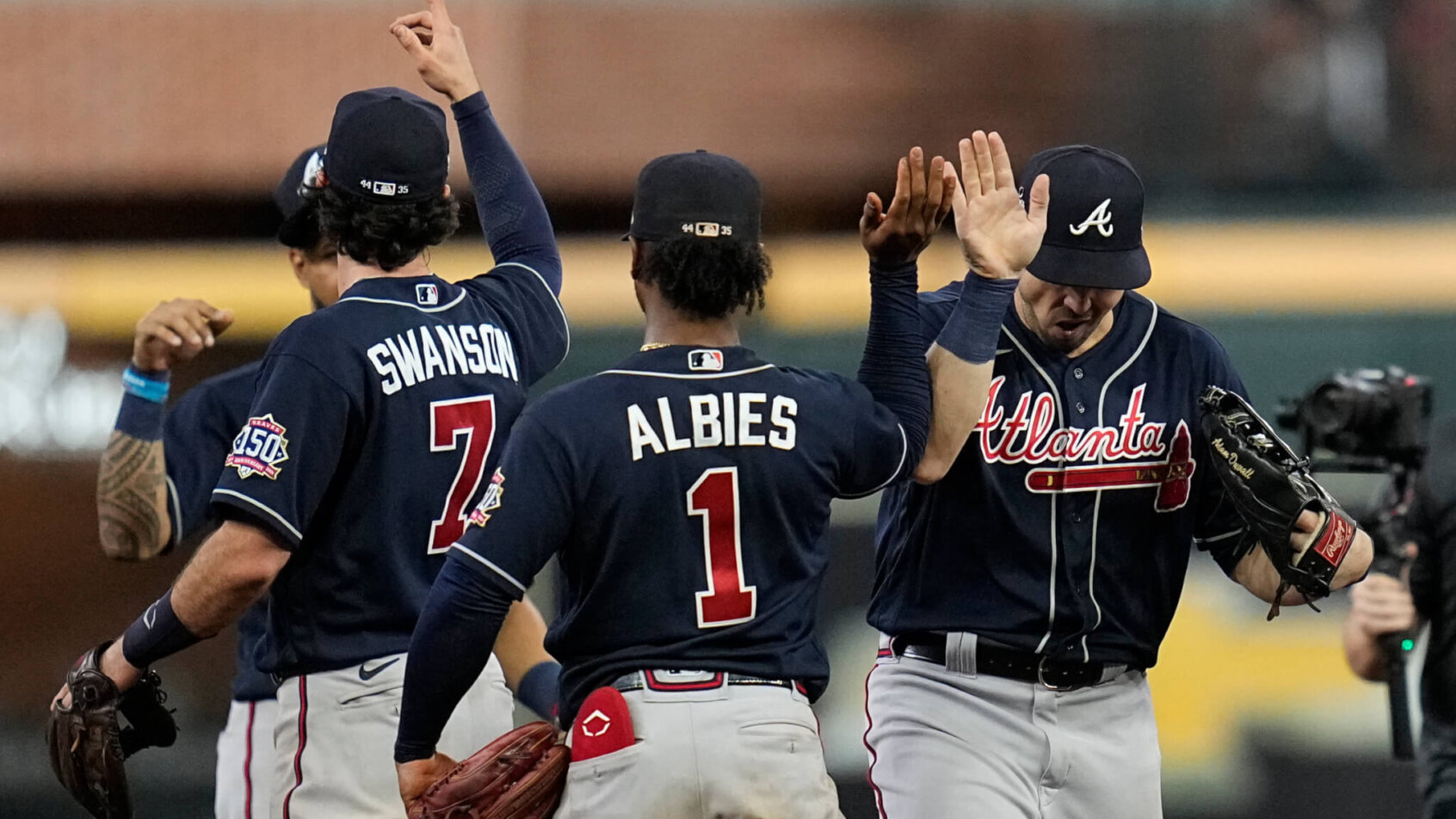 Atlanta Braves high-fives