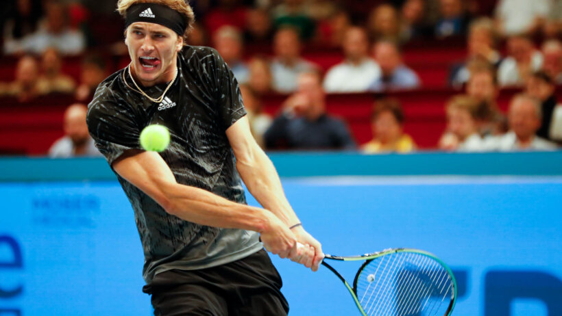 Alexander Zverev gets set to rip a backhand