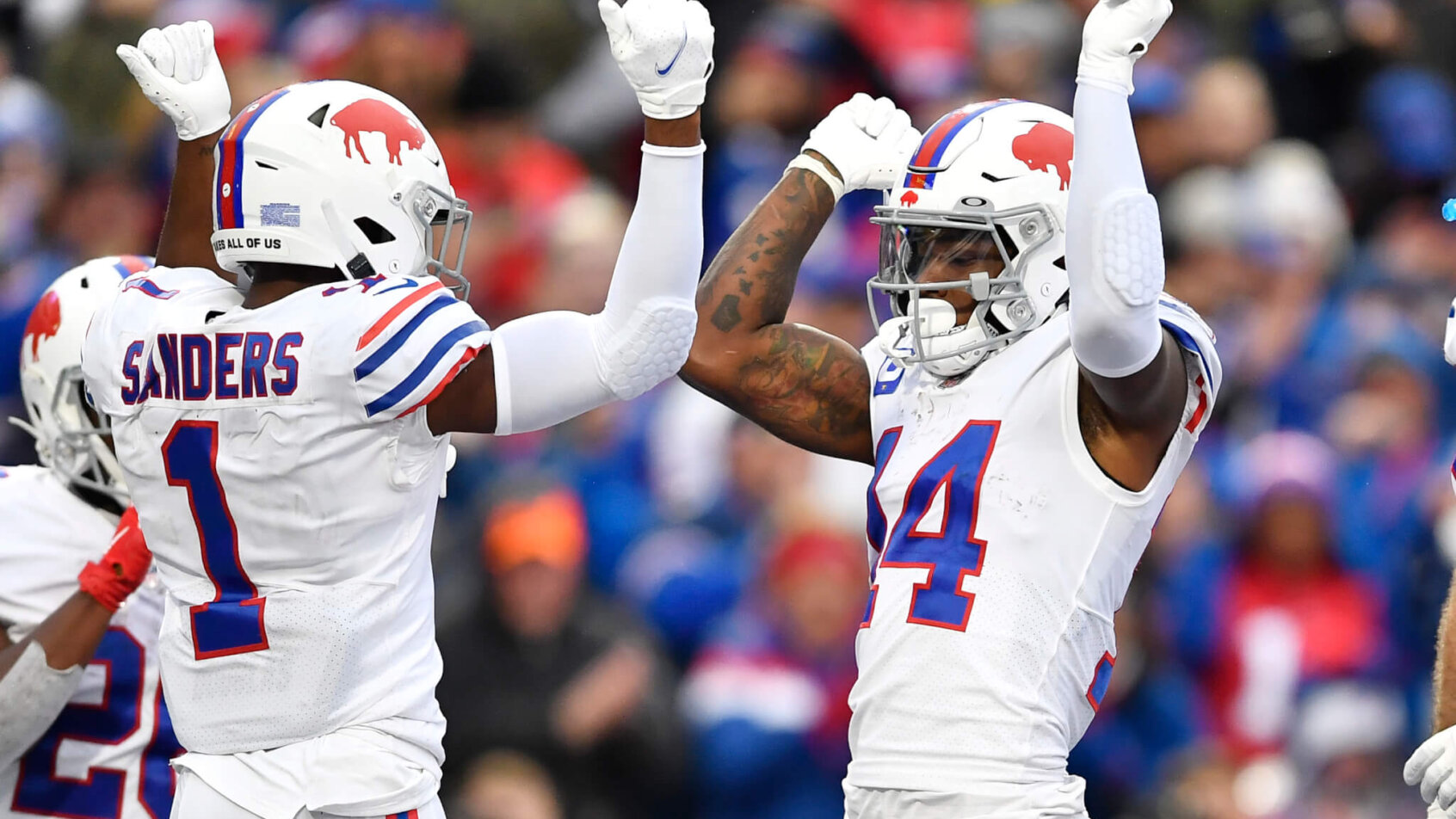 Stefon Diggs and Emmanuel Sanders celebration