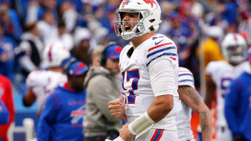 Josh Allen, Buffalo Bills, celebrates