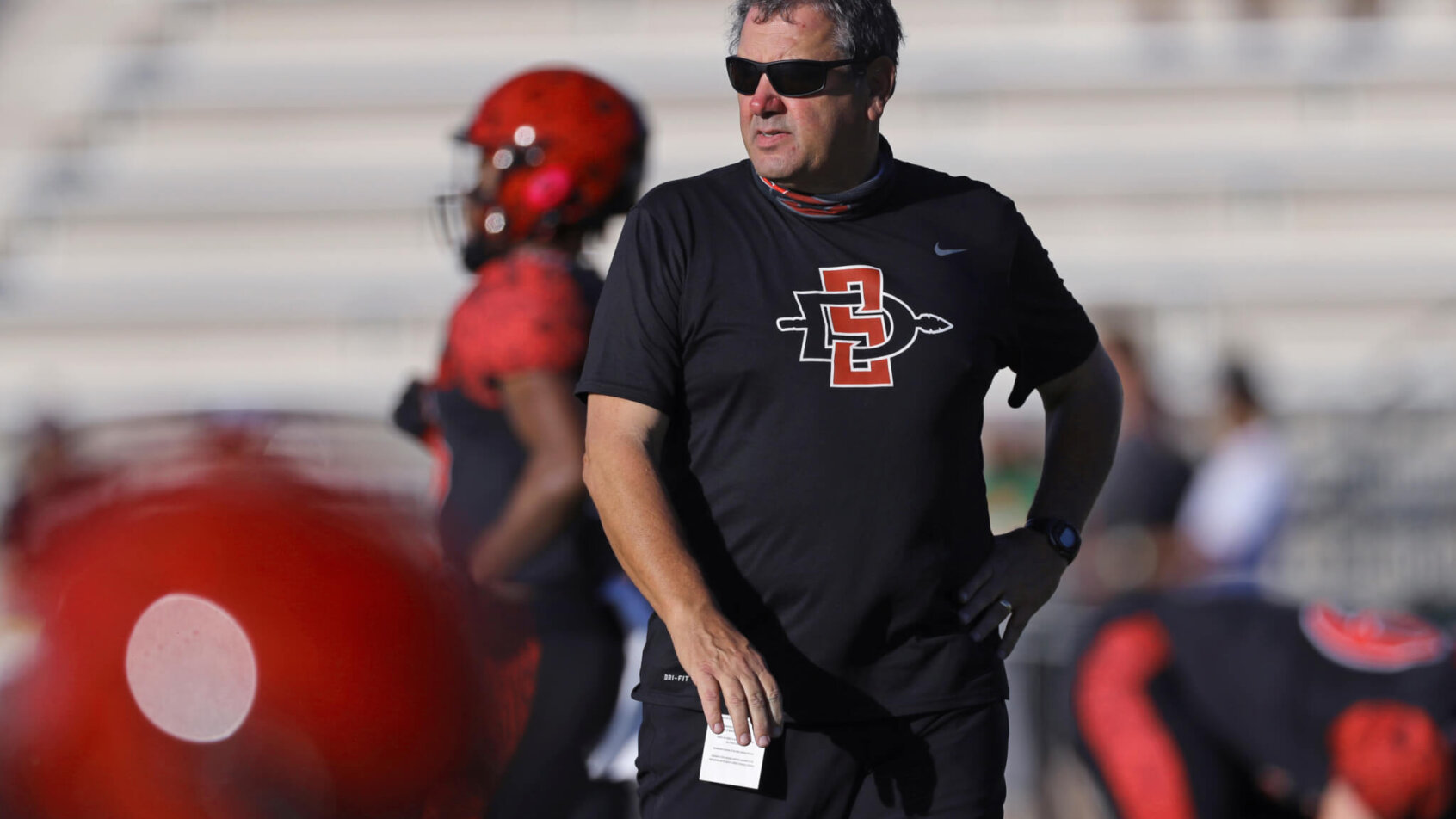 Brady Hoke during warmups