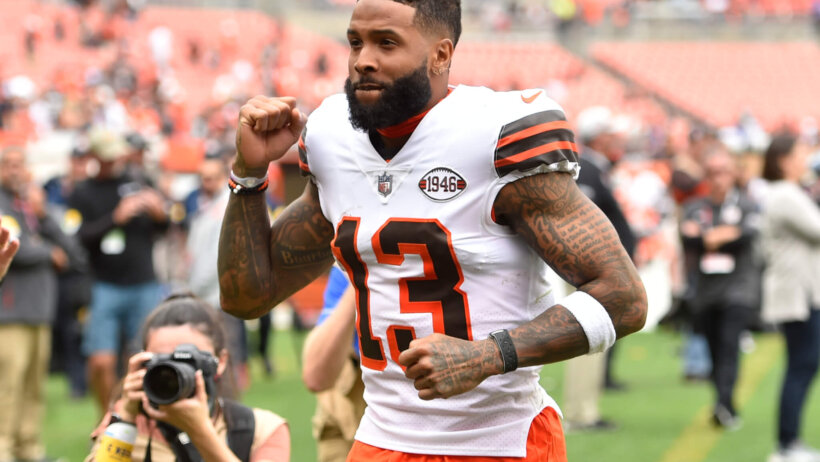 Odell Beckham celebrates
