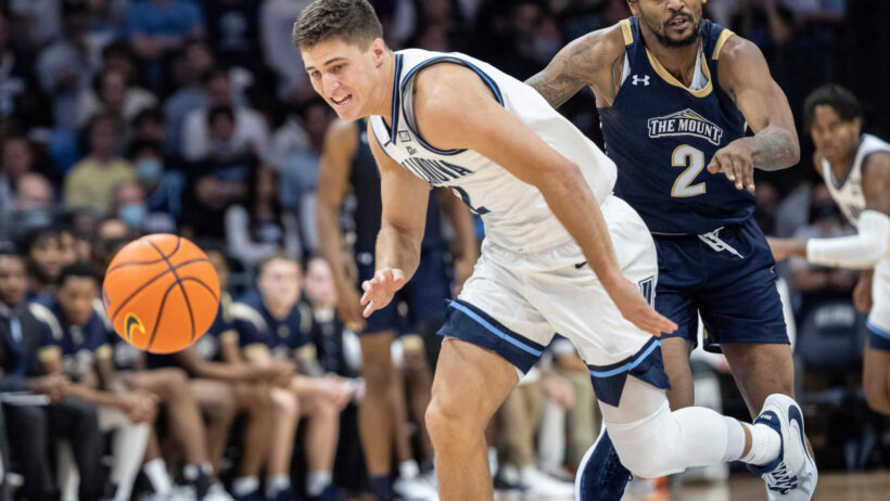 Villanova guard Collin Gillespie dribbling